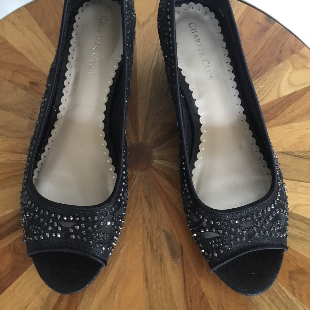 Charter Club black open toe wedge